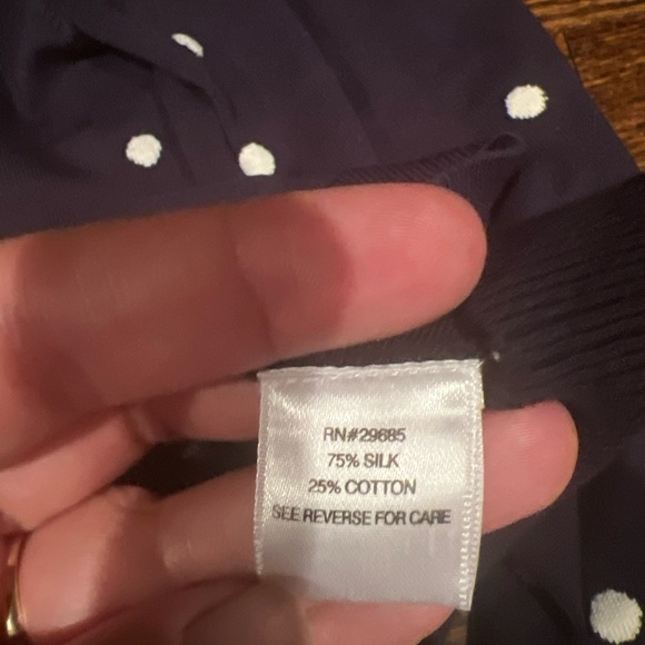 Pendleton Women’s Silk Cardigan Sweater Button Front Polka Dot Navy Blue Sz M - Picture 4 of 4